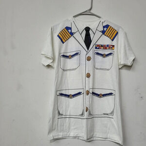 Vintage Admiral Busby & Sons Women T-Shirt Top White Logo Short Sleeve Crew 1984